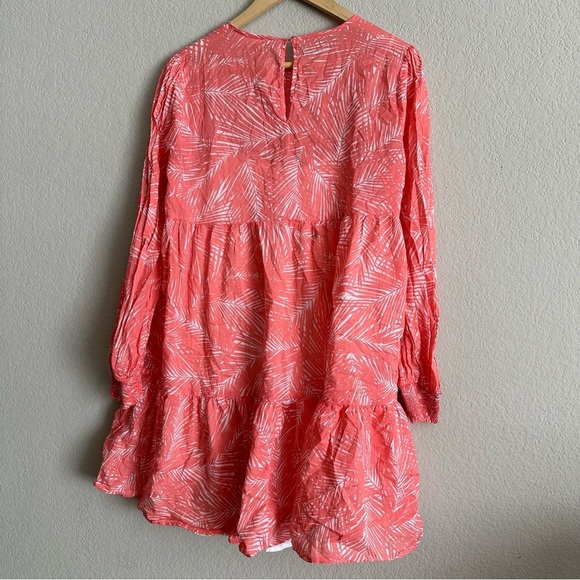 Michael kors Woodland Leaf Print Ruffle Dress Size Medium Orange & White - Picture 4 of 11